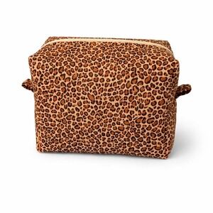 Leopard Print Makeup Bag, Quilted Cosmetic Bag, Handmade Toiletry Bag